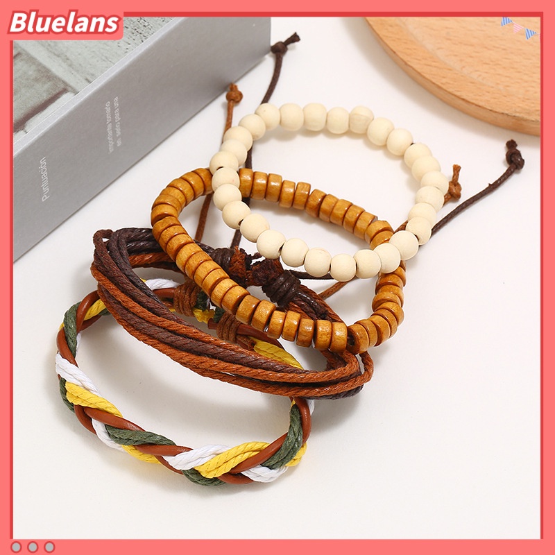 [BLS] Bộ Bốn Mảnh Dây Da Dệt Tay Retro Đơn Giản diy