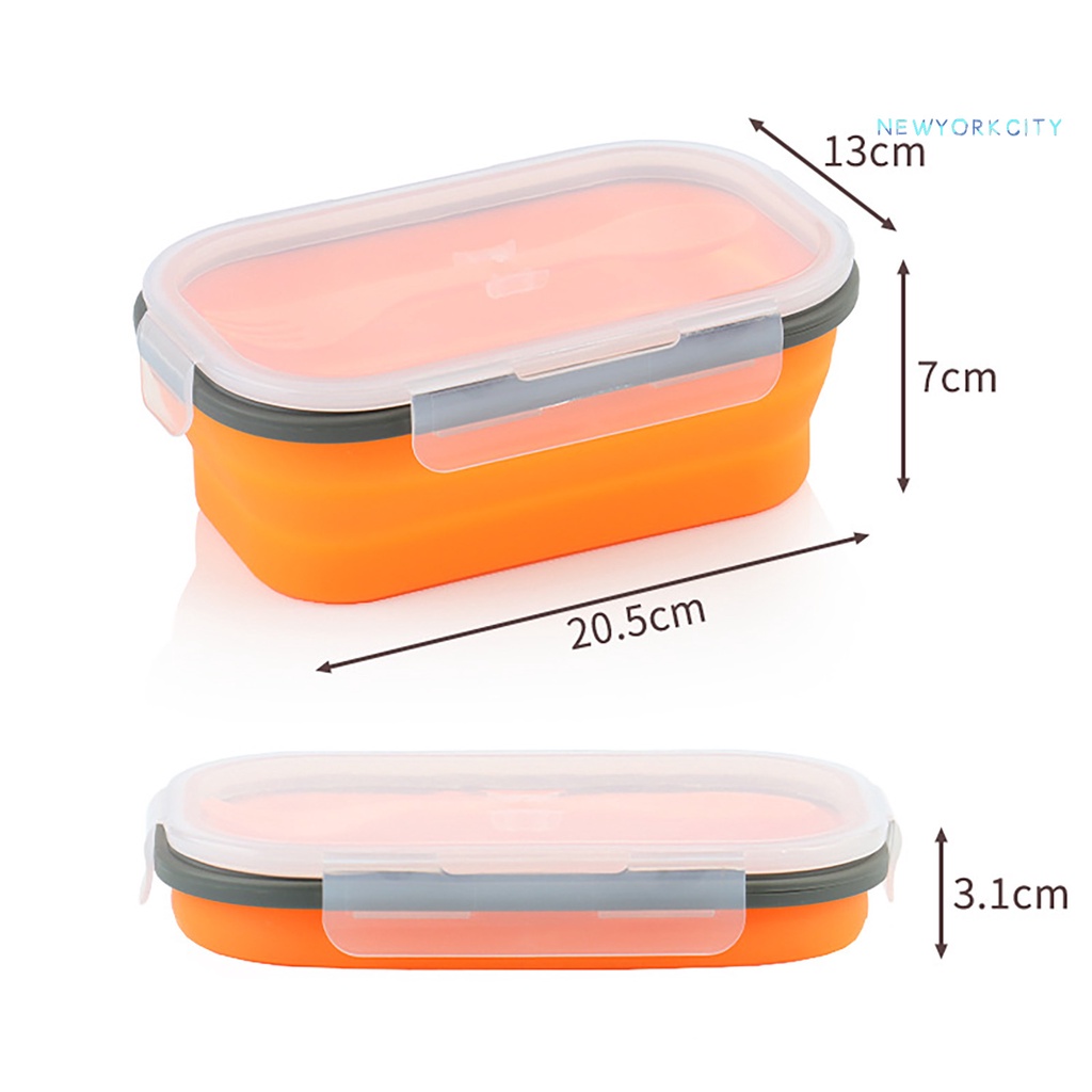 Hộp cơm CY-1000ml Bằng Silicone Kèm Muỗng Gấp Lại Được Tiện Lợi Dành Cho Đi Cắm Trại