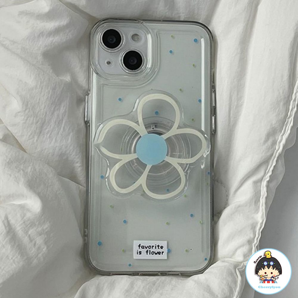Ốp Điện Thoại TPU Mềm Trong Suốt Chống Trượt Có Giá Đỡ Hình Hoa Cho IPhone 11 12 13 14 Pro Max 14 Plus