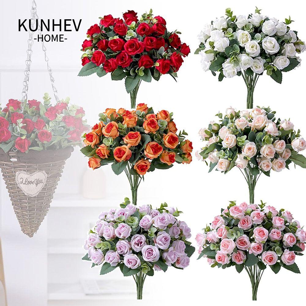 KUNHEV Set 5 Nhánh Hoa Hồng 30CM Trang Trí Tiệc Cưới