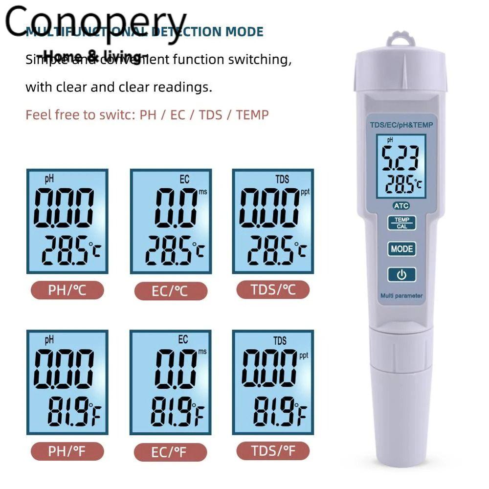 CONOPERY Thiết Bị Kiểm Tra Chất Lượng Nước Cầm Tay 4 Trong 1 Độ Chính Xác Cao