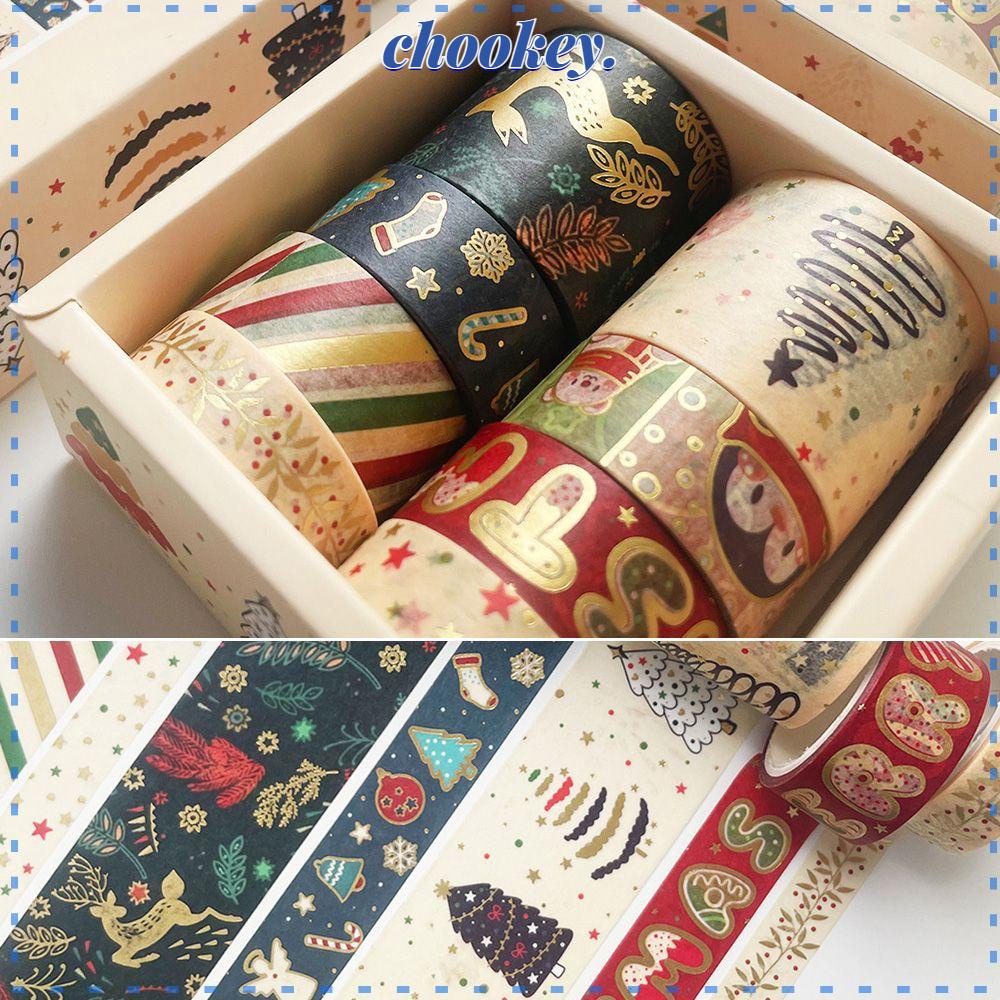 CHOOKEY Bộ 8 Cuộn Băng Keo Washi In Chữ Merry Christmas Chất Lượng Cao