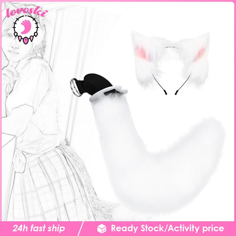 Bộ Kẹp Tóc Tai Và Đuôi Lông Giả Hóa Trang Cho Nữ