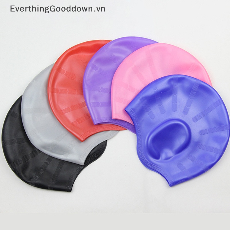 Everthinggooddown Mũ Bơi Silicon Độ Co Giãn Cao Chống Thấm Nước Bảo Vệ Tai Cho Nam Và Nữ