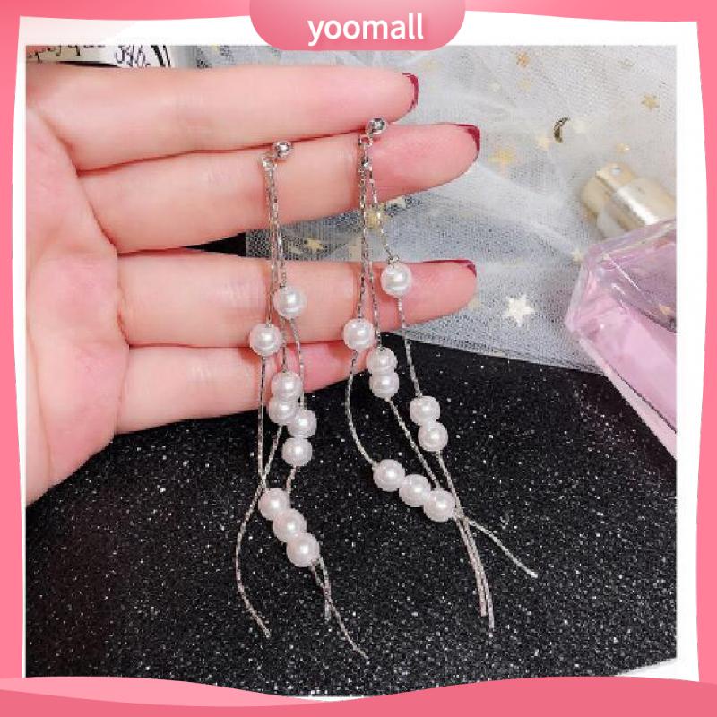 Khuyên Tai Tua Rua Đính Hạt Ngọc Trai Phong Cách Hàn Quốc