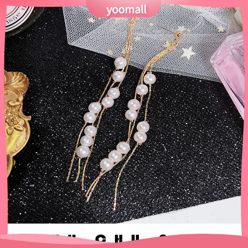 Khuyên Tai Tua Rua Đính Hạt Ngọc Trai Phong Cách Hàn Quốc