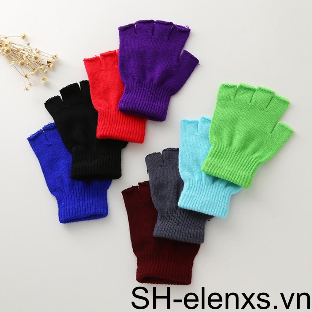1 Đôi Găng Tay Len Hở Ngón Co Giãn Giữ Ấm Mùa Đông Cho Nam Nữ