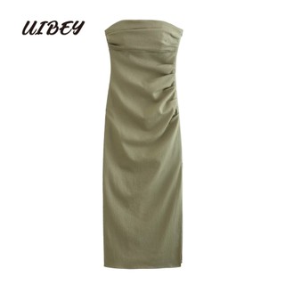 Uibey Đầm Trơn Màu Tự Cột Dây Xinh Xắn 6413