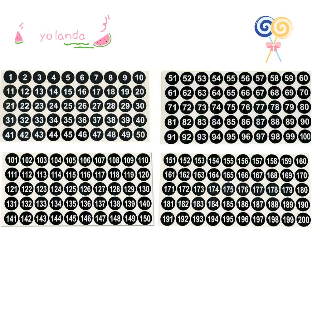 YOLA Bộ 12 Tấm Nhãn Dán Đánh Dấu Số Phân Loại Tiện Dụng
