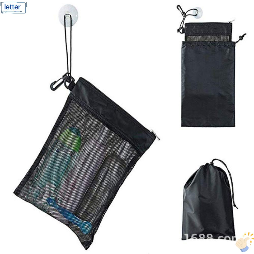 LET Túi Lưới Dây Rút Màu Đen Đựng Đồ Dùng Nhà Tắm / Vệ Sinh Cá Nhân