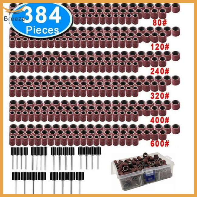 Bộ 384 Cái Gồm 360 Miếng Nhám Đánh Bóng Móng Tay Và 24 Đầu Mài