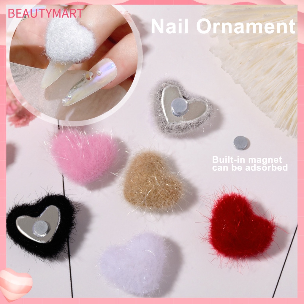 Set 3 Phụ Kiện Trang Trí Móng Tay Nghệ Thuật 3D Bằng Vải Lông Xù Nhỏ Gọn Có Thể Tháo Rời