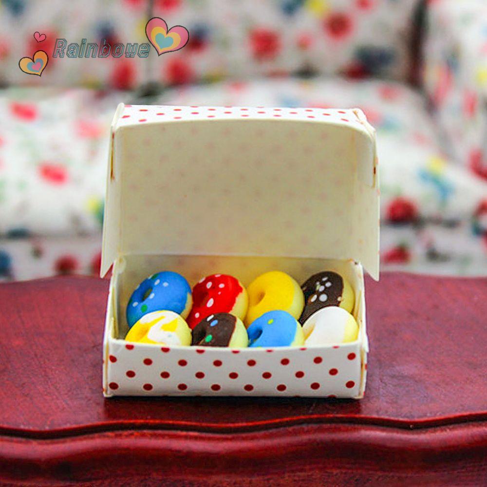 RAINBOW Bánh Donut Mini Trang Trí Nhà Búp Bê