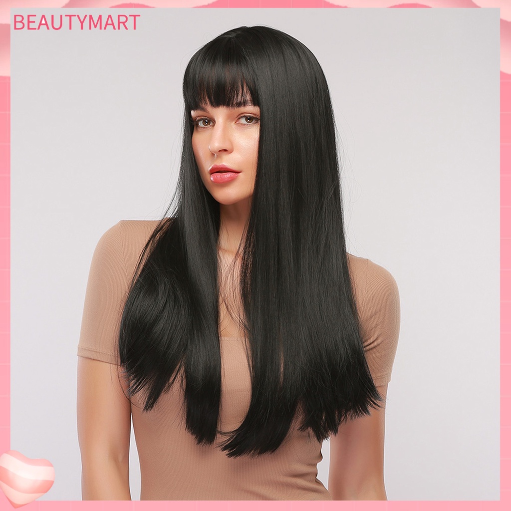 Tóc Giả Nối Dài Thẳng 28 Inch Bằng Sợi Tổng Hợp Kháng Nhiệt Cho Nữ