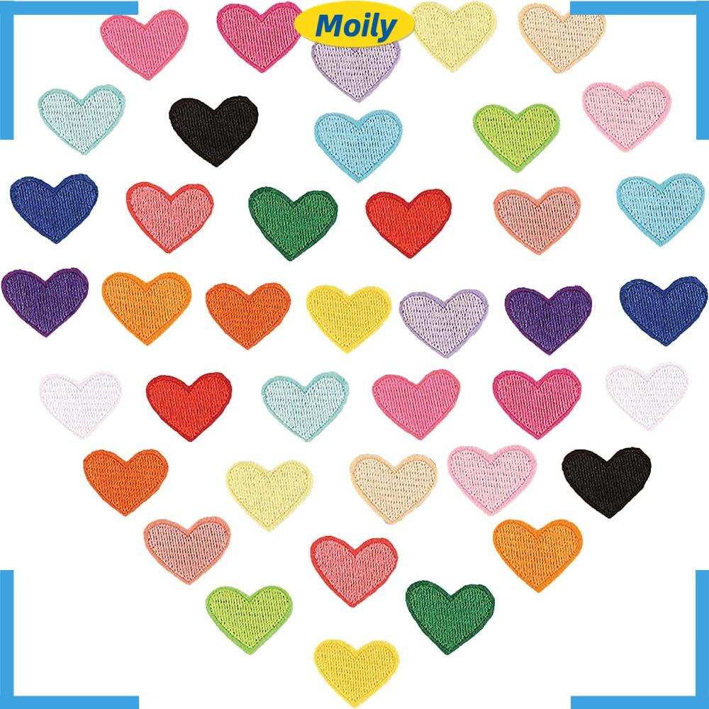MOILYVN Sticker Ủi Thêu Hình Trái Tim Nhiều Màu