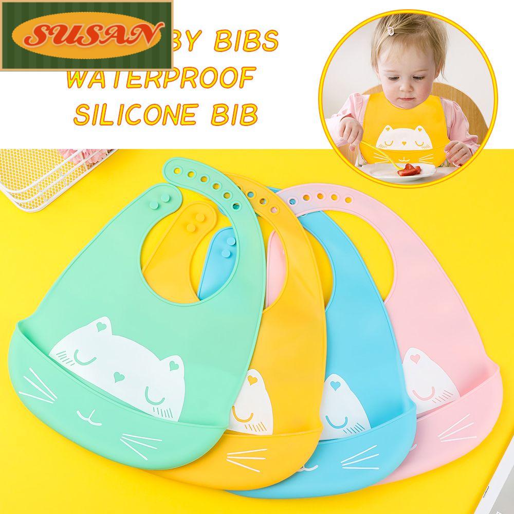 SUSANS Yếm Ăn Mềm Họa Tiết Hoạt Hình Xinh Xắn Dành Cho Bé