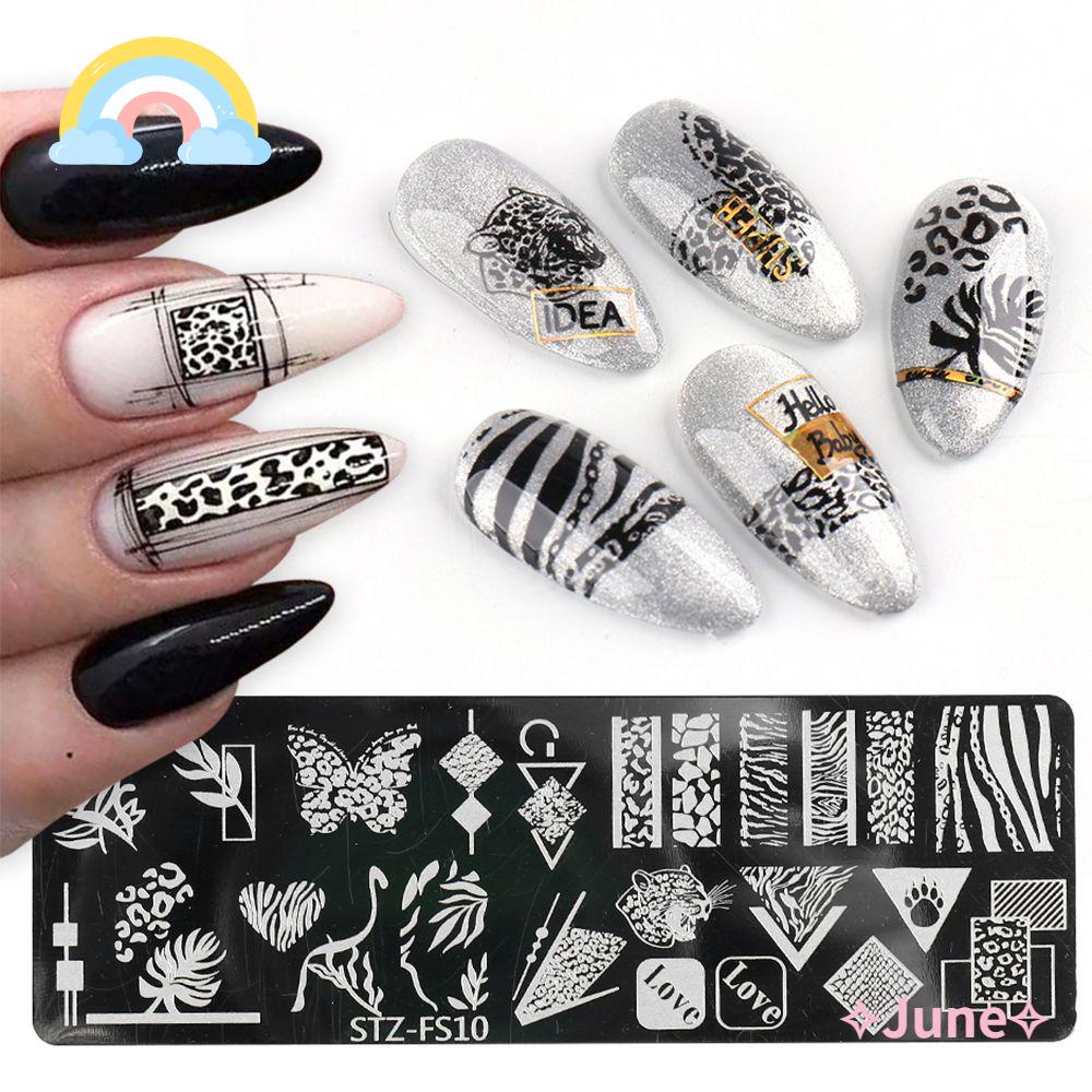 JUNE Khuôn In Họa Tiết Trang Trí Móng Tay