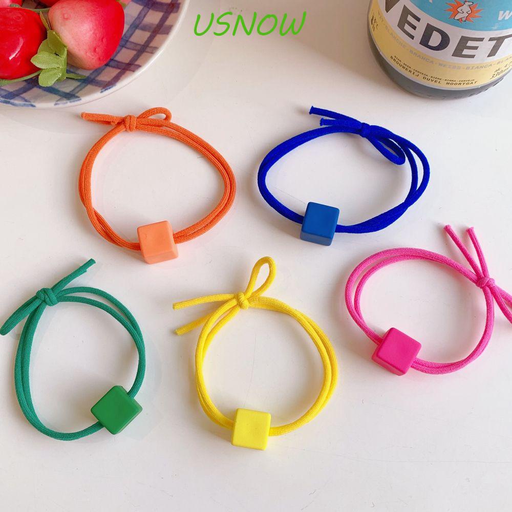 USNOW Dây Buộc Tóc Acrylic Màu Sắc Ngọt Ngào Xinh Xắn Cho Nữ