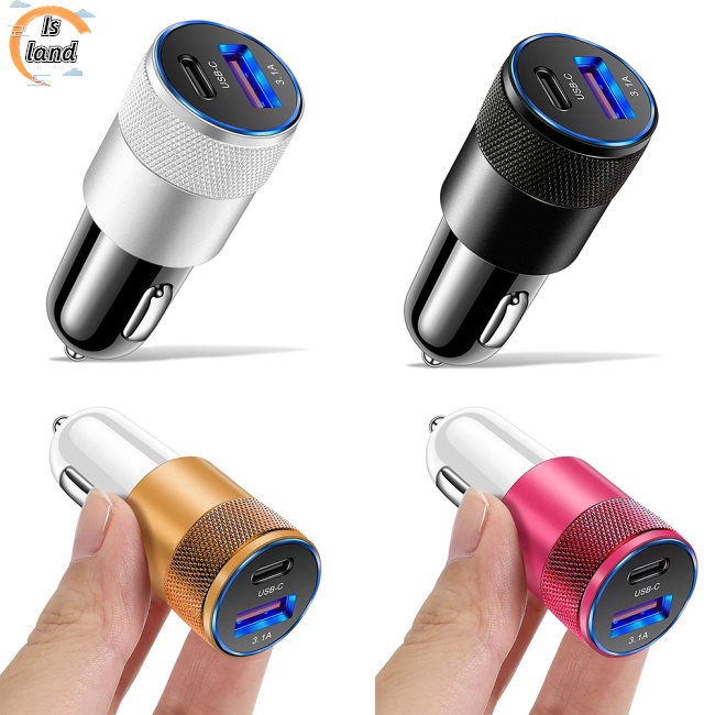Bộ Sạc Xe Hơi 3.1A USB + PD 1 Sang 2 Phích Cắm Mini Đa Năng Tiện Dụng