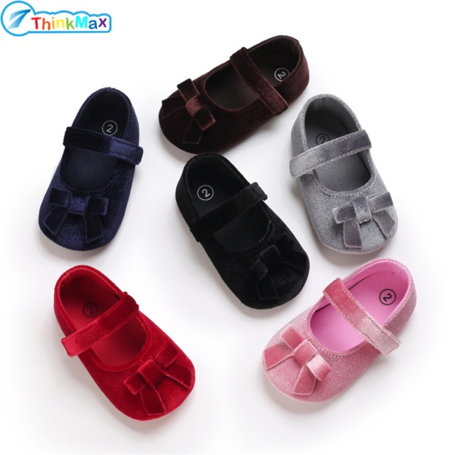 Thinkmax 1 Đôi Giày Công Chúa Đế Mềm Thắt Nơ Cho Bé Gái Từ 0-18 Tháng Tuổi