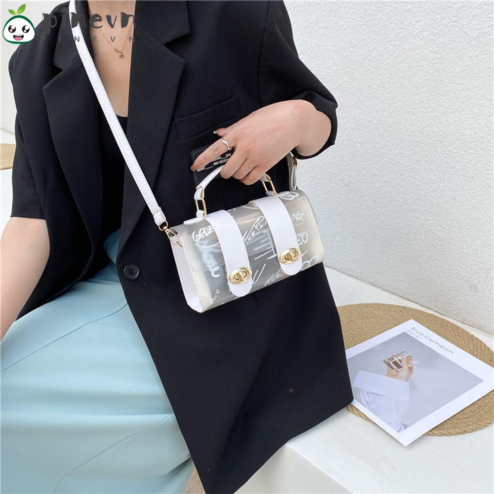PINEVN Túi Xách Trong Suốt Phối Dây Xích Thời Trang Cá Tính Cho Nữ
