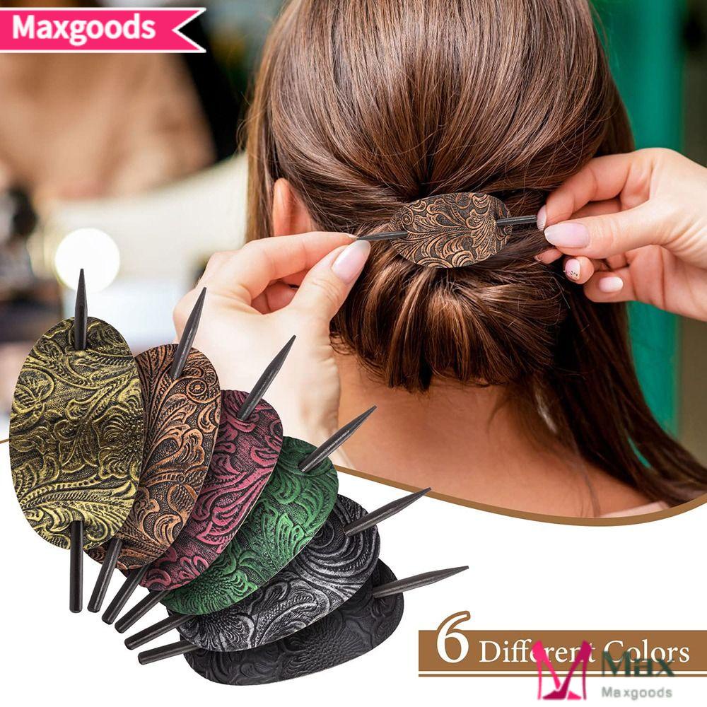 MAXG Dây Buộc Tóc Đuôi Ngựa Bằng Da Hình Oval Cho Nữ