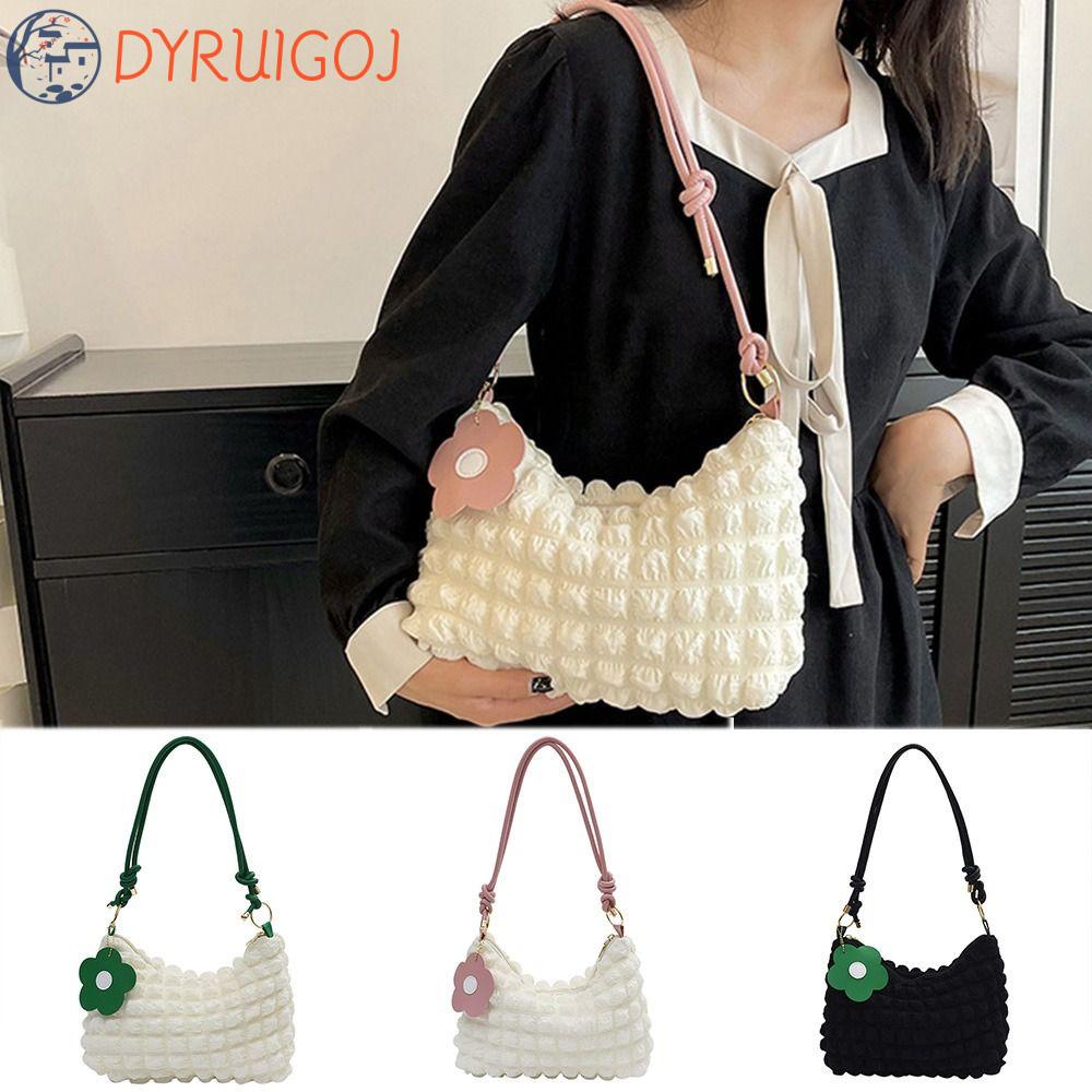 Túi Xách Đeo Dưới Cánh Tay Bằng Cotton Màu Trơn Mặt Hoa Phong Cách Hàn Quốc Cho Nữ