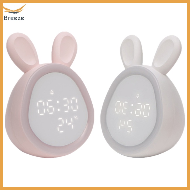 Đồng Hồ Báo Thức Kỹ Thuật Số Hình Thỏ Dễ Thương Có Thể Điều Chỉnh Độ Sáng Hiển Thị Nhiệt Độ