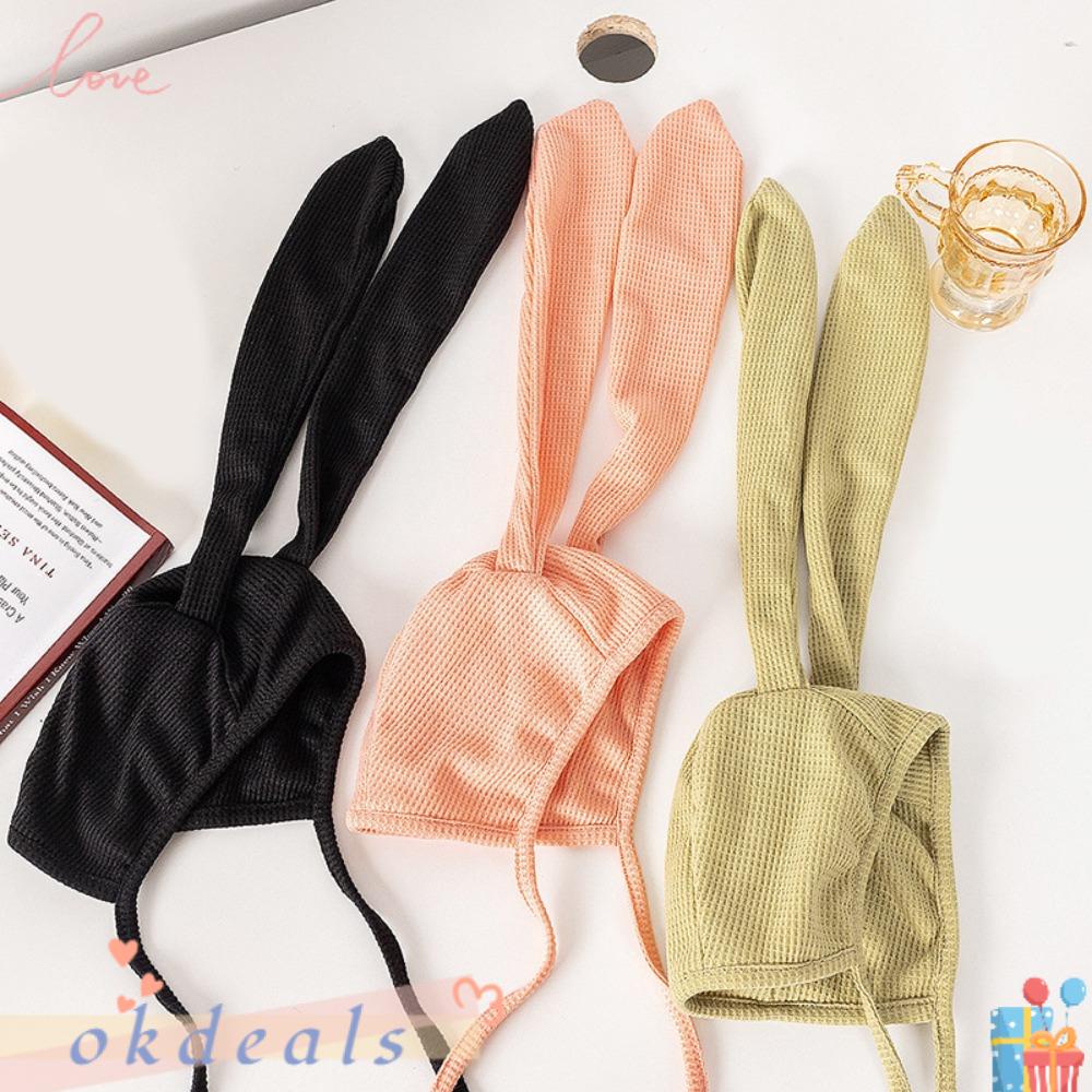 Mũ Trùm Đầu Giữ Ấm Tai Thỏ Dài Bằng Vải Cotton Cho Bé 0-2 Tuổi