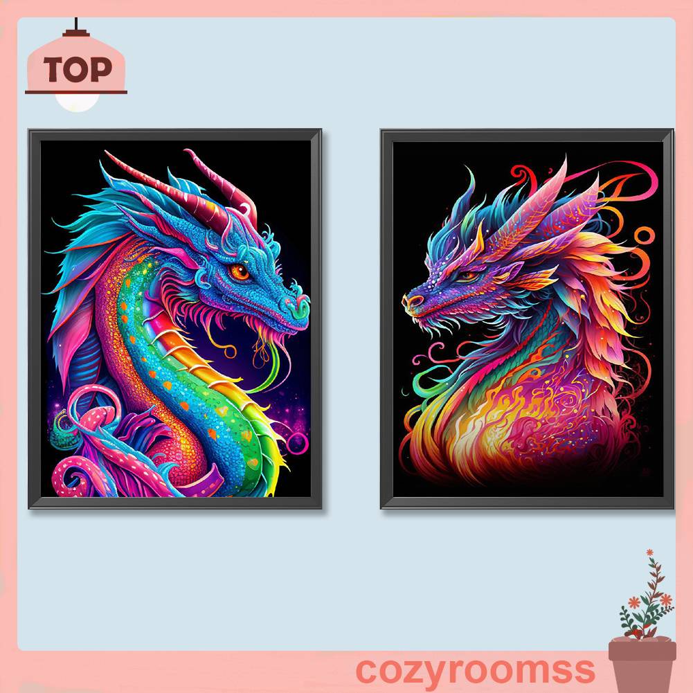 Tranh Đính Đá Kim Cương Toàn Bộ 5D DIY Hình Vẽ Rồng Trang Trí Nhà Cửa