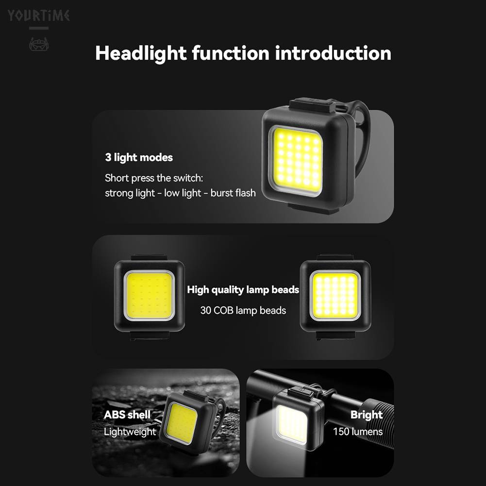 Đèn LED COB Chống Nước 130LM / 80LM 150mAh Cổng Sạc USB Loại C Cho Xe Đạp