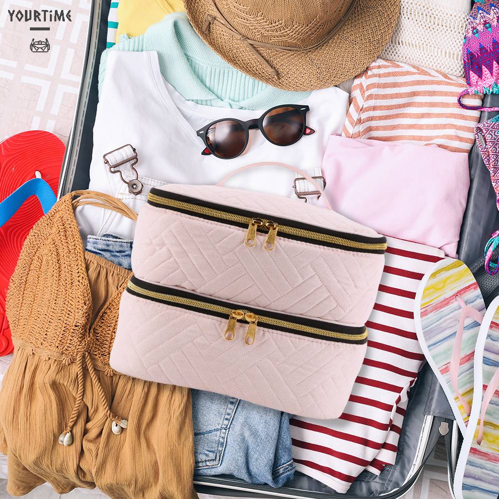 Túi Đựng Mỹ Phẩm Cầm Tay Có Khóa Kéo Sức Nặng Tháo Rời Được Tiện Lợi