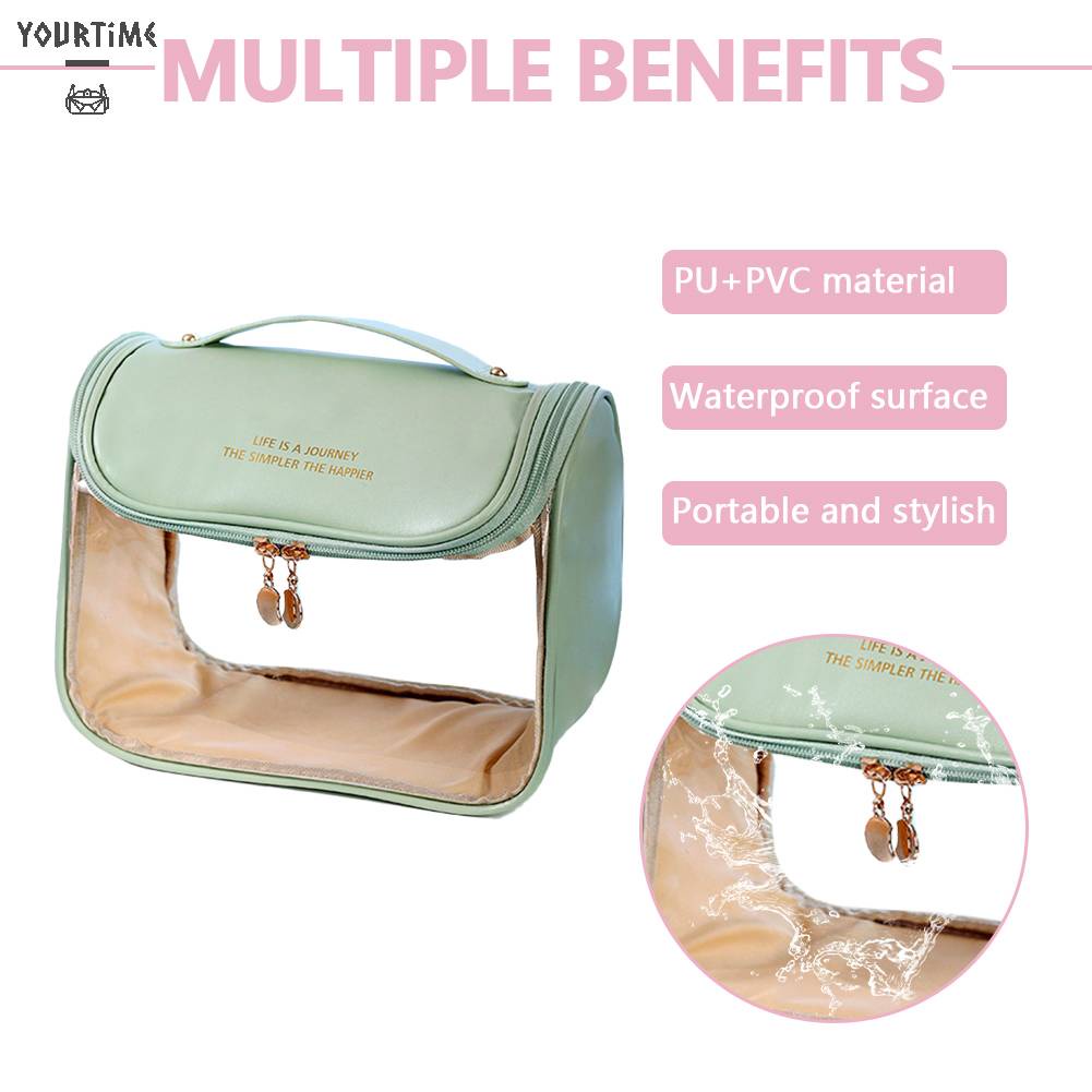 Túi Đựng Mỹ Phẩm Bằng PVC Sức Chứa Lớn Kèm Móc Treo Tiện Dụng