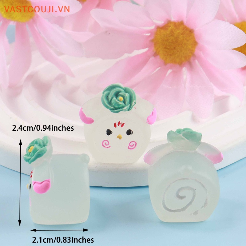 Bộ 5 Bánh Kem Dạ Quang Mini Bằng Nhựa Resin DIY Trang Trí Nhà Búp Bê VASTJI