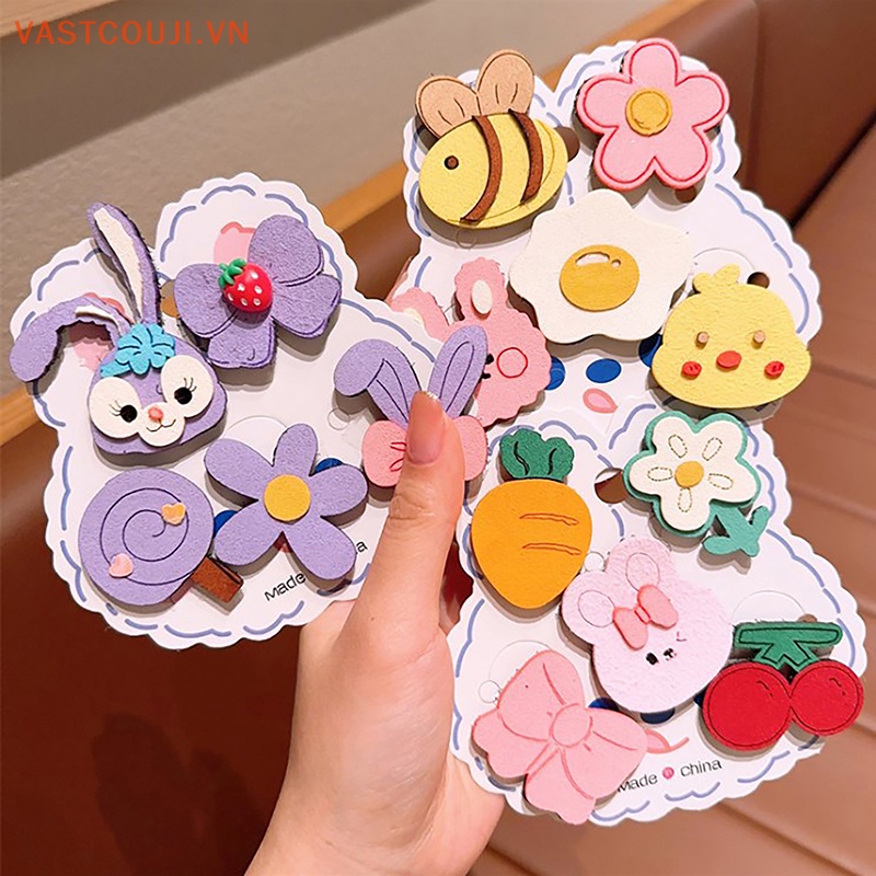 Bộ 5 Kẹp Tóc Họa Tiết Hoạt Hình Phong Cách Hàn Quốc Xinh Xắn Cho Bé Gái