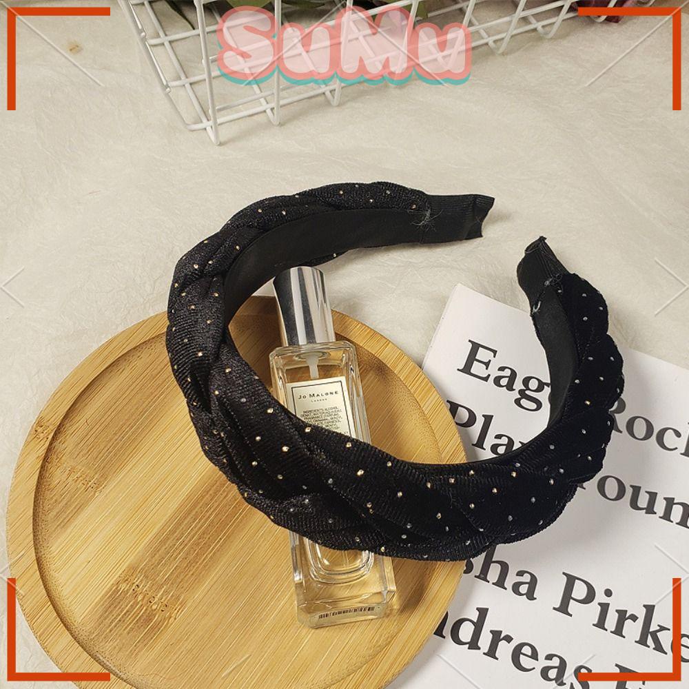 SUMU Băng Đô Cài Tóc Bện Họa Tiết Chấm Bi Phong Cách Vintage