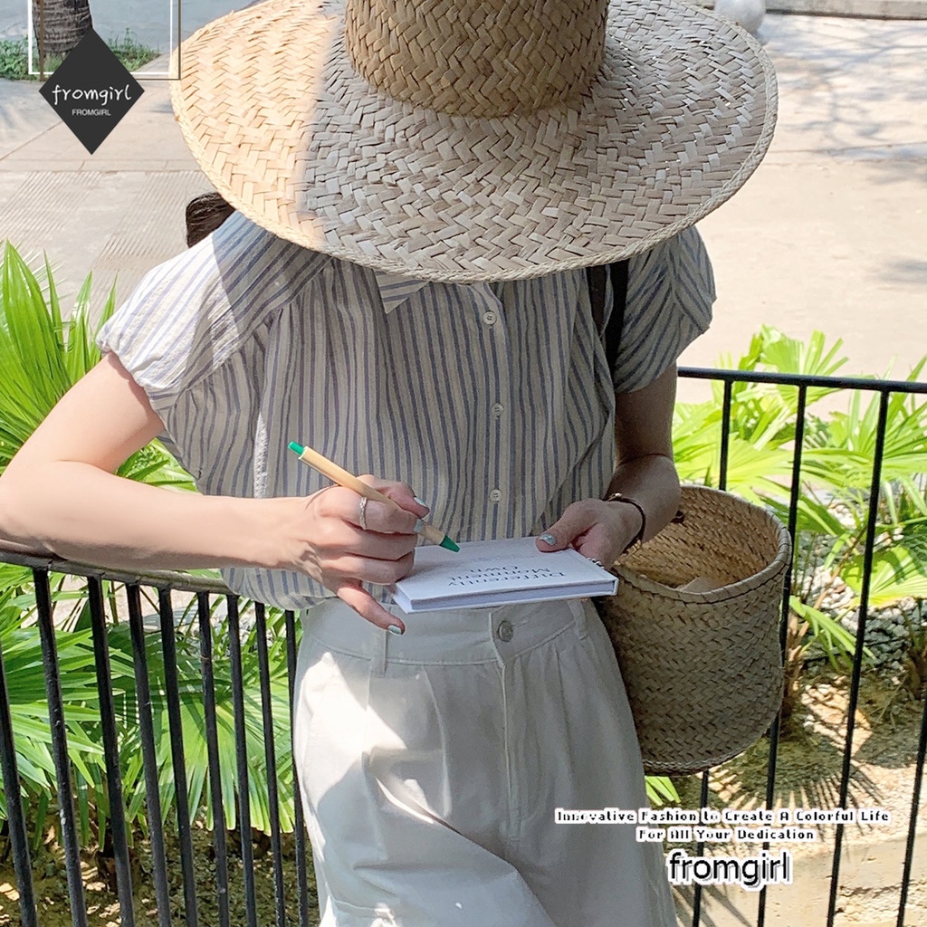 Áo Sơ Mi Nữ Tay Ngắn Kẻ Sọc Thời Trang Thanh Lịch