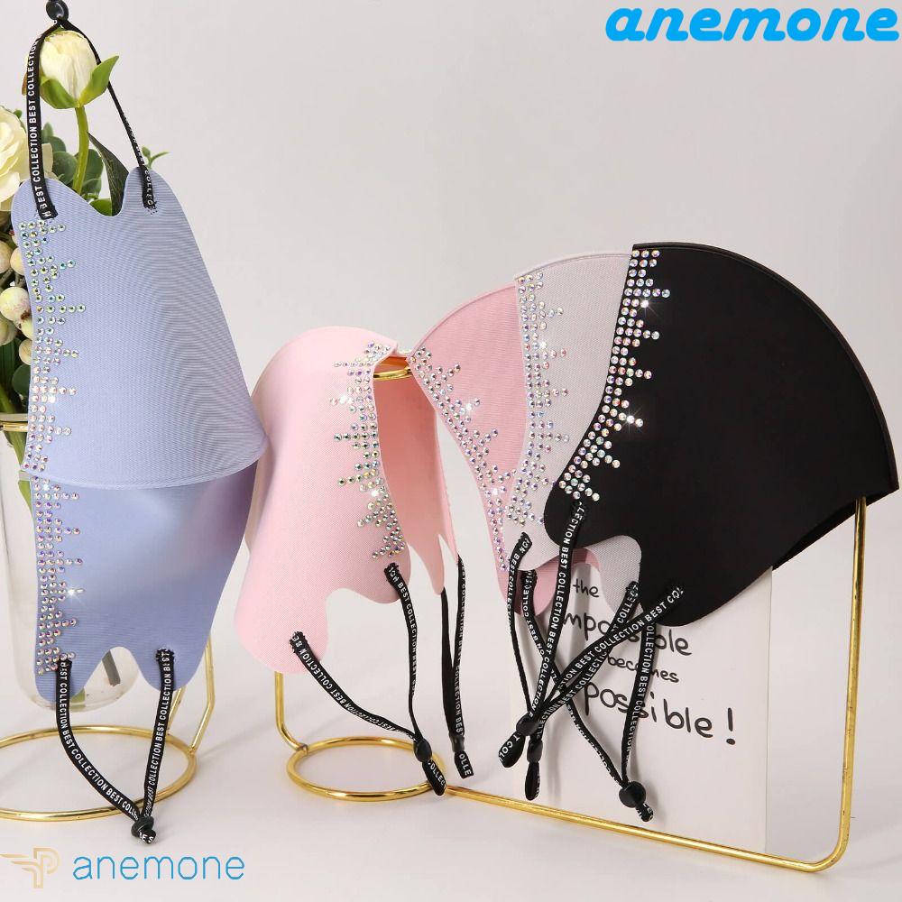 Khẩu Trang Chống Nắng Bằng Vải Lụa Lạnh Đính Đá Phối Tua Rua Có Thể Giặt