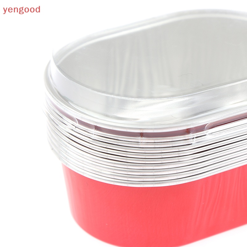 Set 10 Cốc Lá Nhôm Làm Bánh Cupcake Chịu Nhiệt Có Nắp Đậy