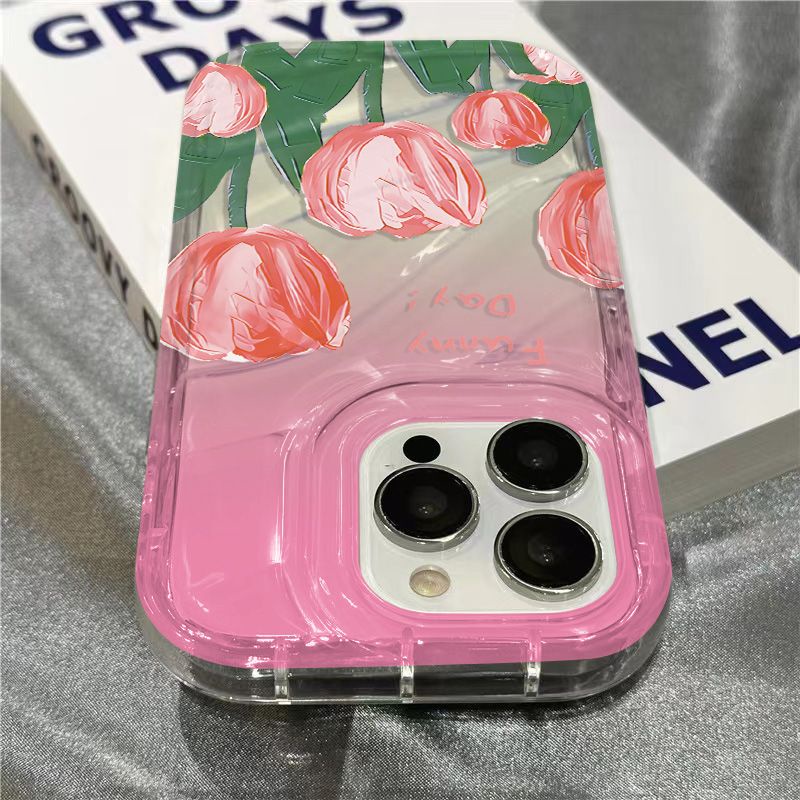 Ốp Điện Thoại Mềm Trong Suốt Họa Tiết Hoa Tulip Dễ Thương Cho Iphone 14Promax 13127 11 / 8Plus xr 9ZNG