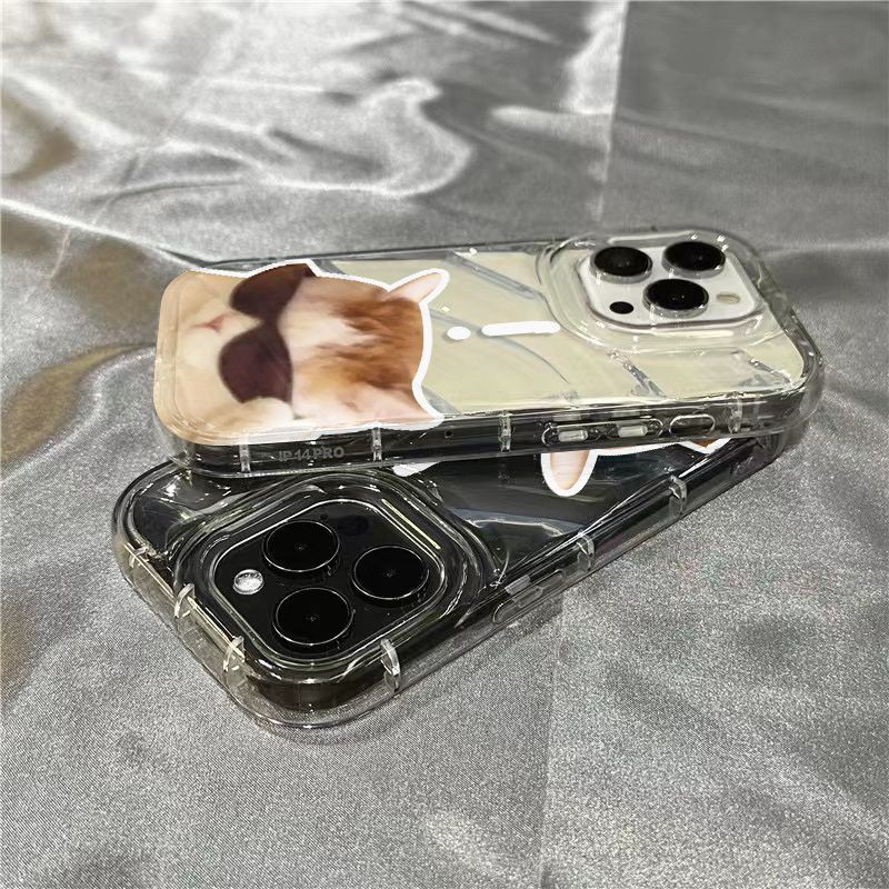 Plus Ốp Điện Thoại Mềm Trong Suốt Họa Tiết Mèo Đeo Kính Mát Có Khóa Kéo Cho iPhone14promax11 / xr 71312 8