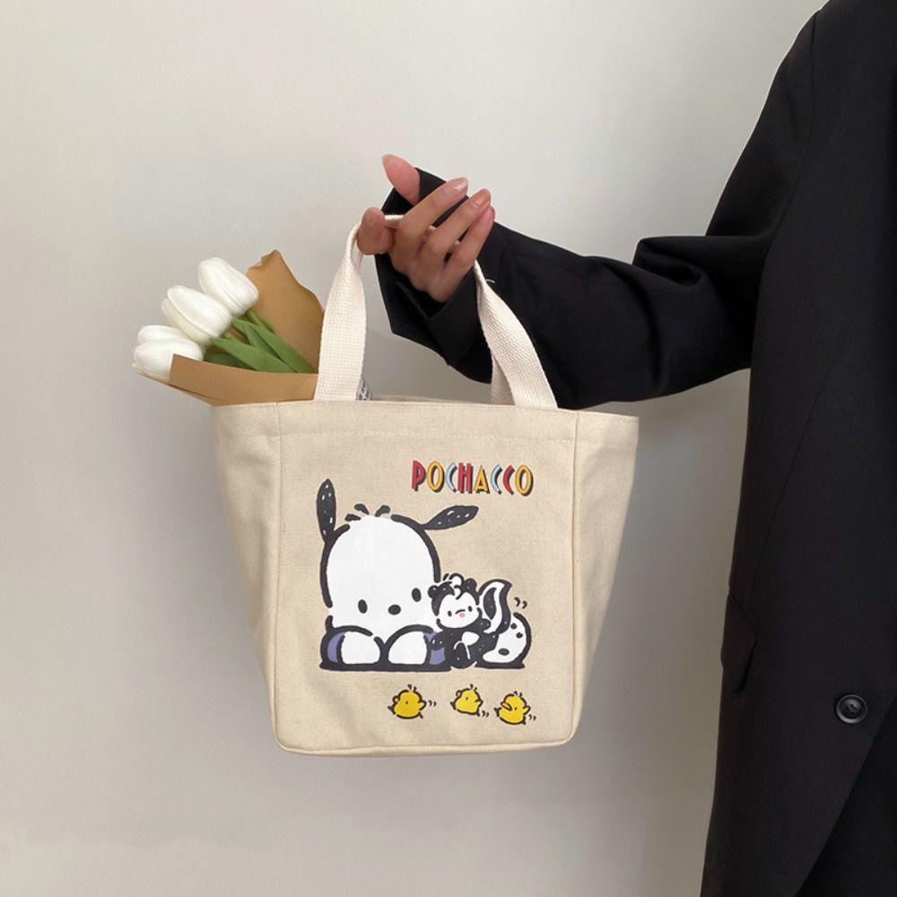 PINEVN Túi Xách Canvas In Họa Tiết Hoạt Hình Phong Cách Hàn Quốc Cho Nữ