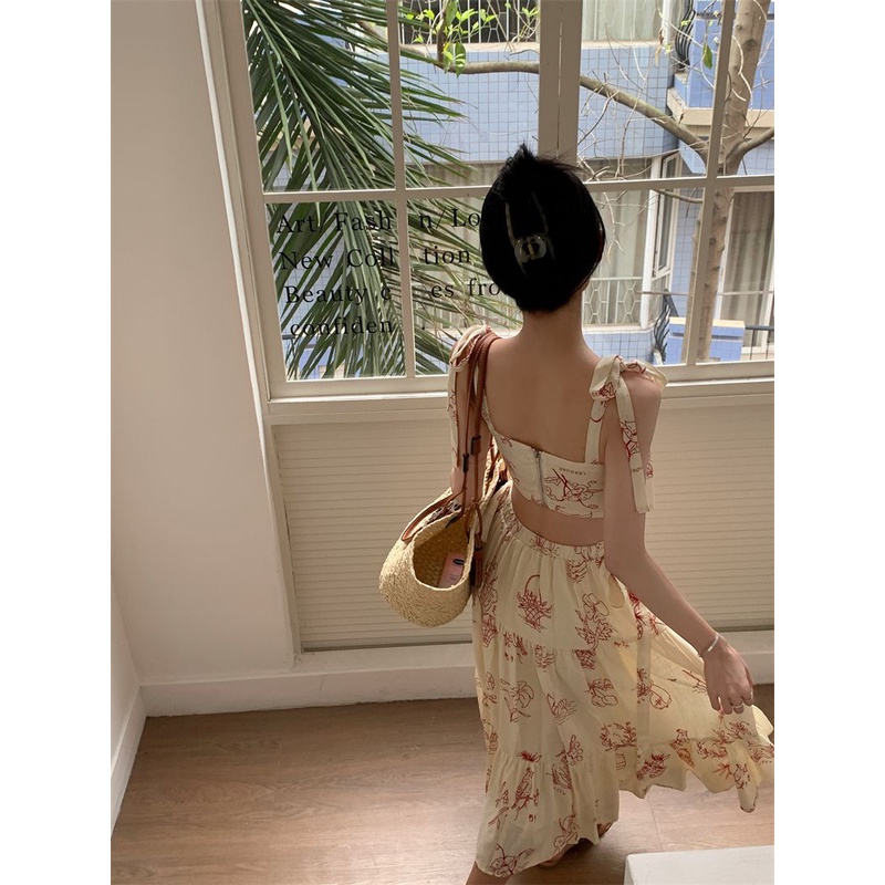 Set Áo Váy Hai Dây Eo Cao Phong Cách Hàn Quốc Thời Trang Mùa Hè 2023 Mfs