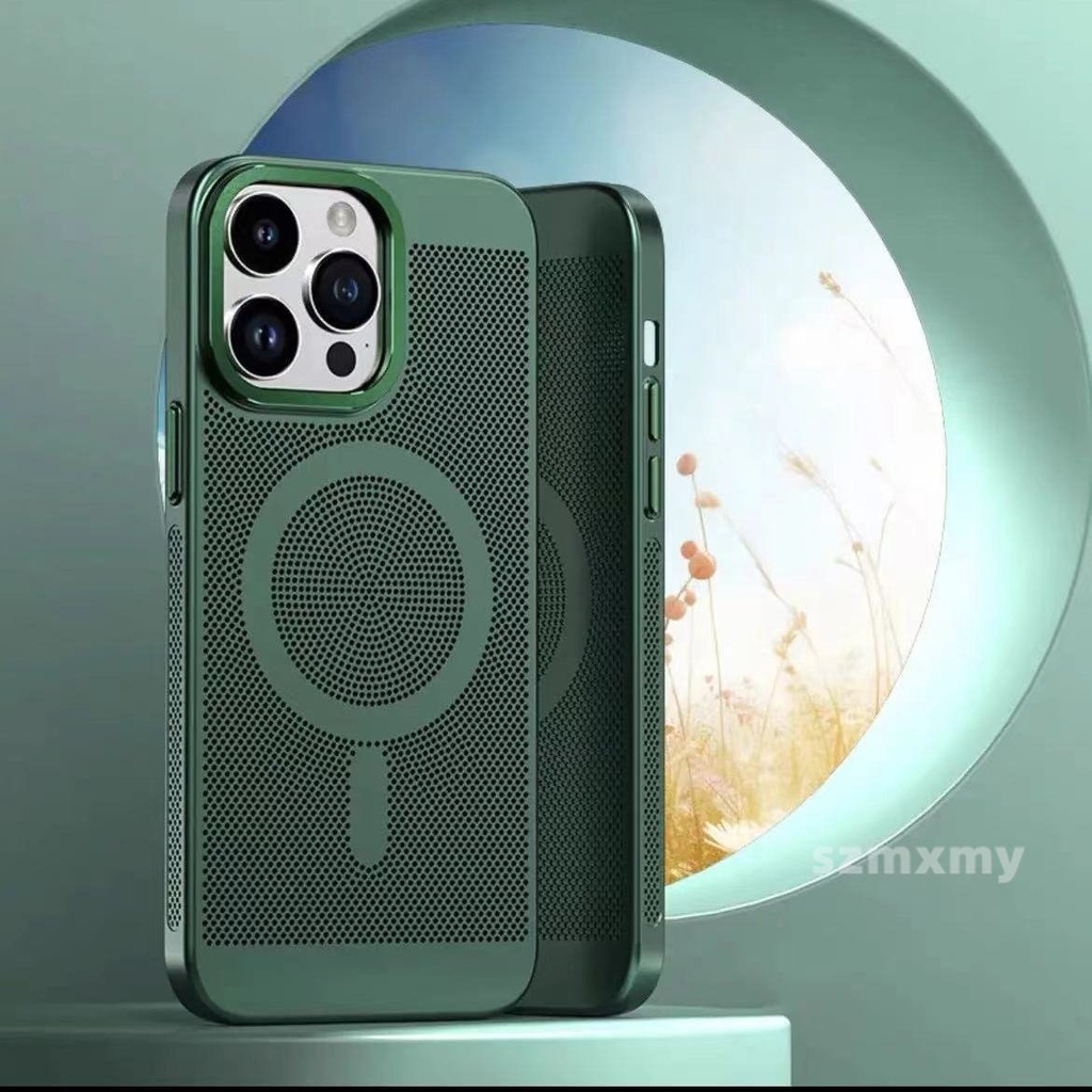 Ốp Điện Thoại Kim Loại Hít Nam Châm Tản Nhiệt Thoáng Khí Màu Kẹo Cho IPhone 14 Plus 13 12 11 Pro Max