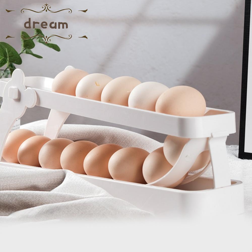 【DREAMLIFE】Egg Storage Box Dispenser Durable Gravity-fed Holds 12-14 Jumbo Eggs Large