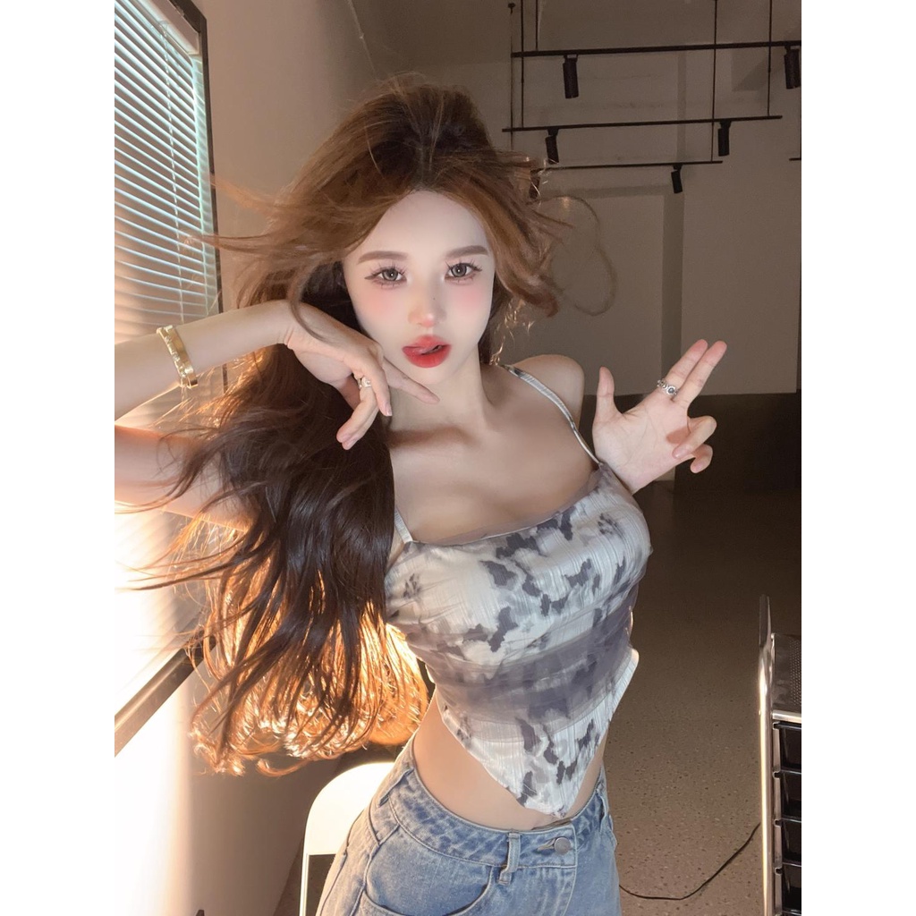 Áo Lửng Hai Dây Ôm Dáng Phối Lưới Màu Trơn Gợi Cảm Cho Nữ