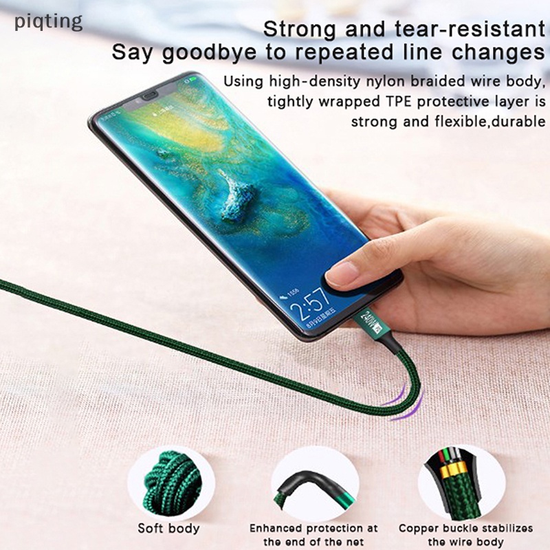 Cáp Sạc Nhanh Piqt PD240W QC3.0 USB Type C 48V5A 480Mbps Cho Điện Thoại / Máy Tính
