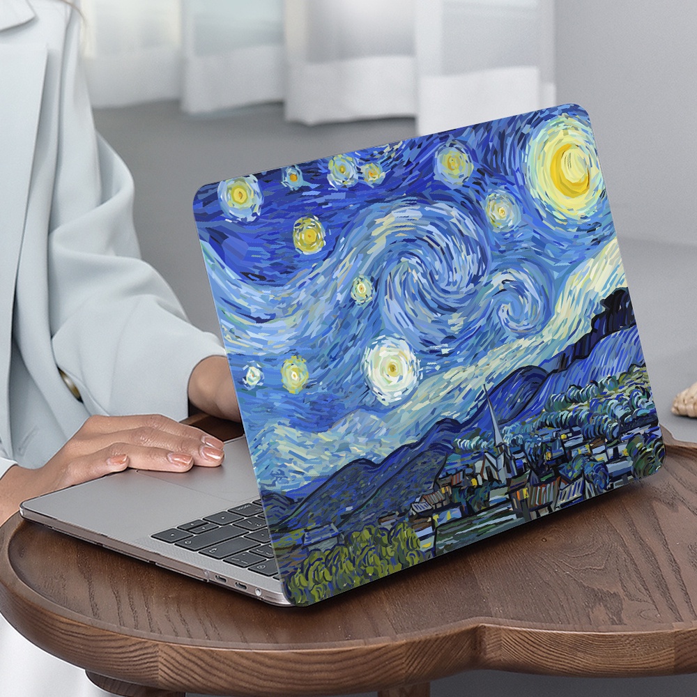 Oil Painting print hollow logo case compatible for MacBook case 2023 M2 Pro 14 air 13 inch case A2681 A2337 M1 M2 A2179 Pro 14 15 16 A2442 A2485 A2141 A1707 A1990 Retina 13 A1502 A