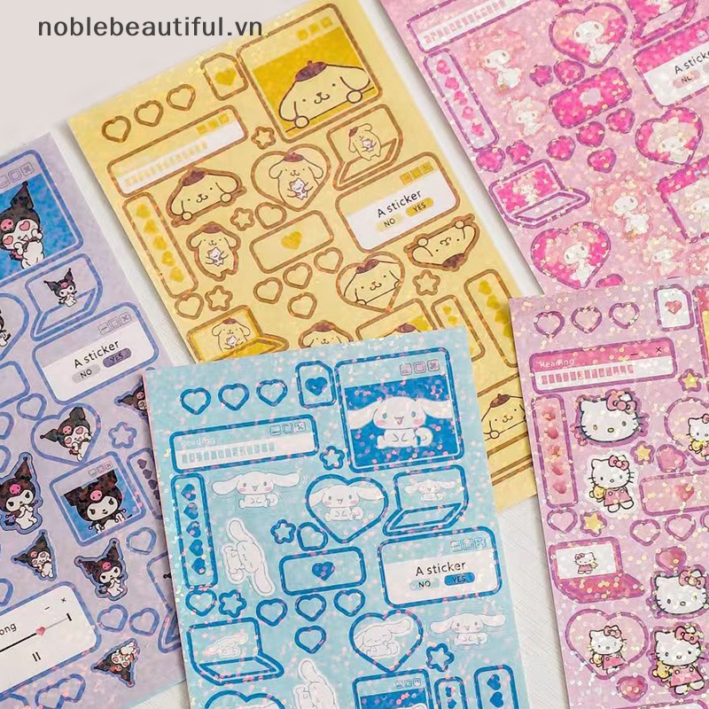 Set 6 Tấm Sticker Mèo Kitty Melody Kuromi Hello Kitty Dễ Thương Chống Thấm Nước Trang Trí Đồ Chơi Cho Bé DIY