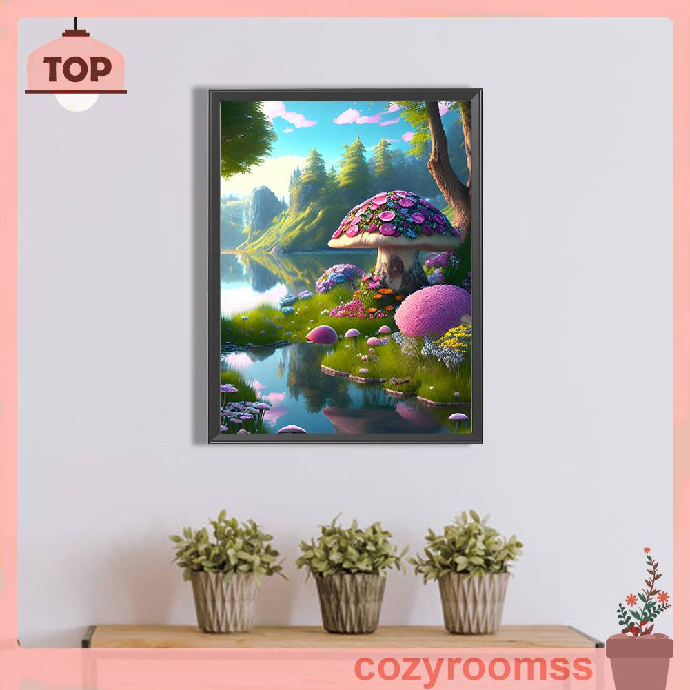 Tranh Đính Đá Kim Cương Toàn Bộ 5D DIY Hình Vẽ Cây Nấm